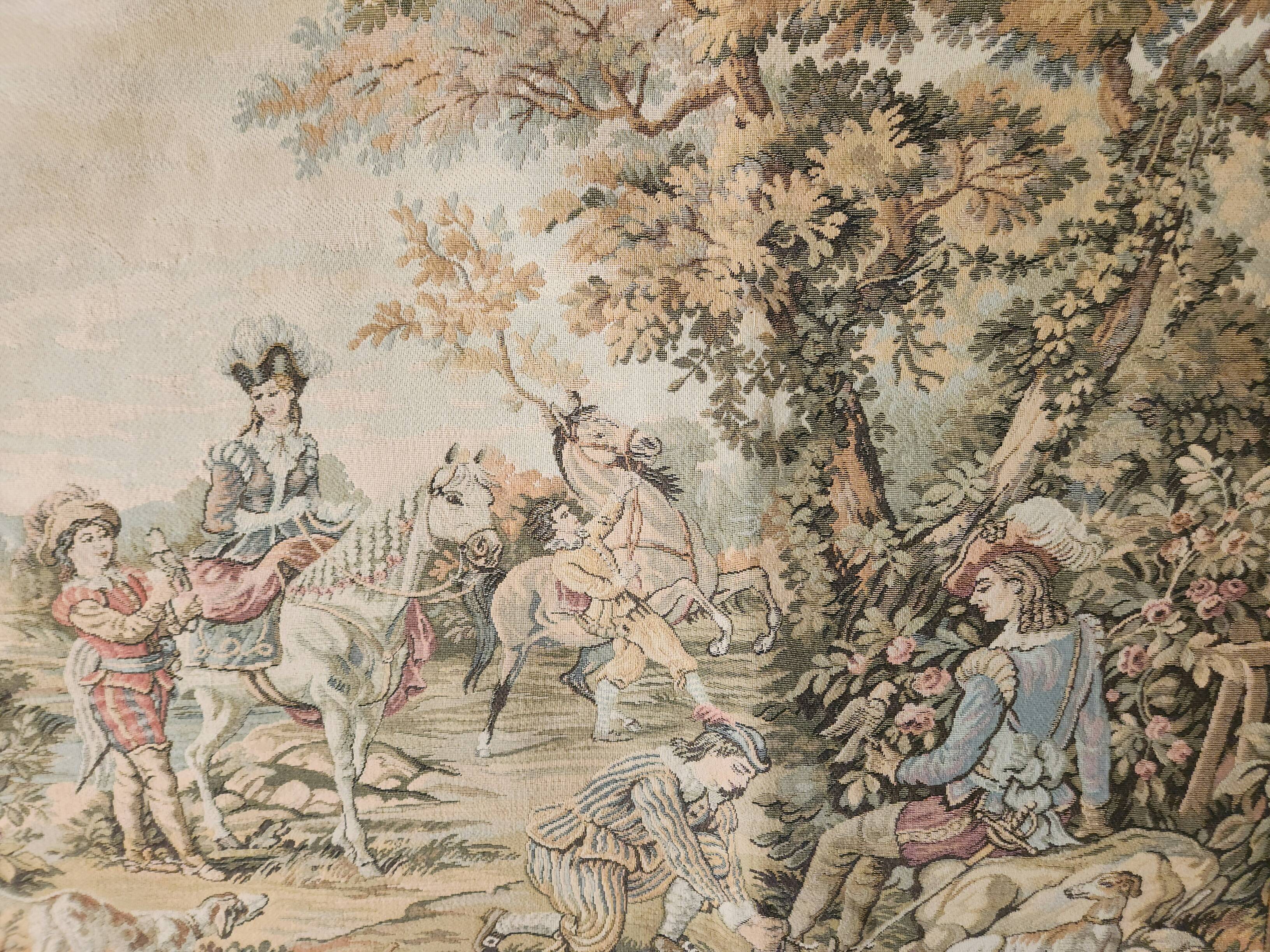 Tapestry Gobelin Hunting Landscape Rococo Jacquard Aubusson Style