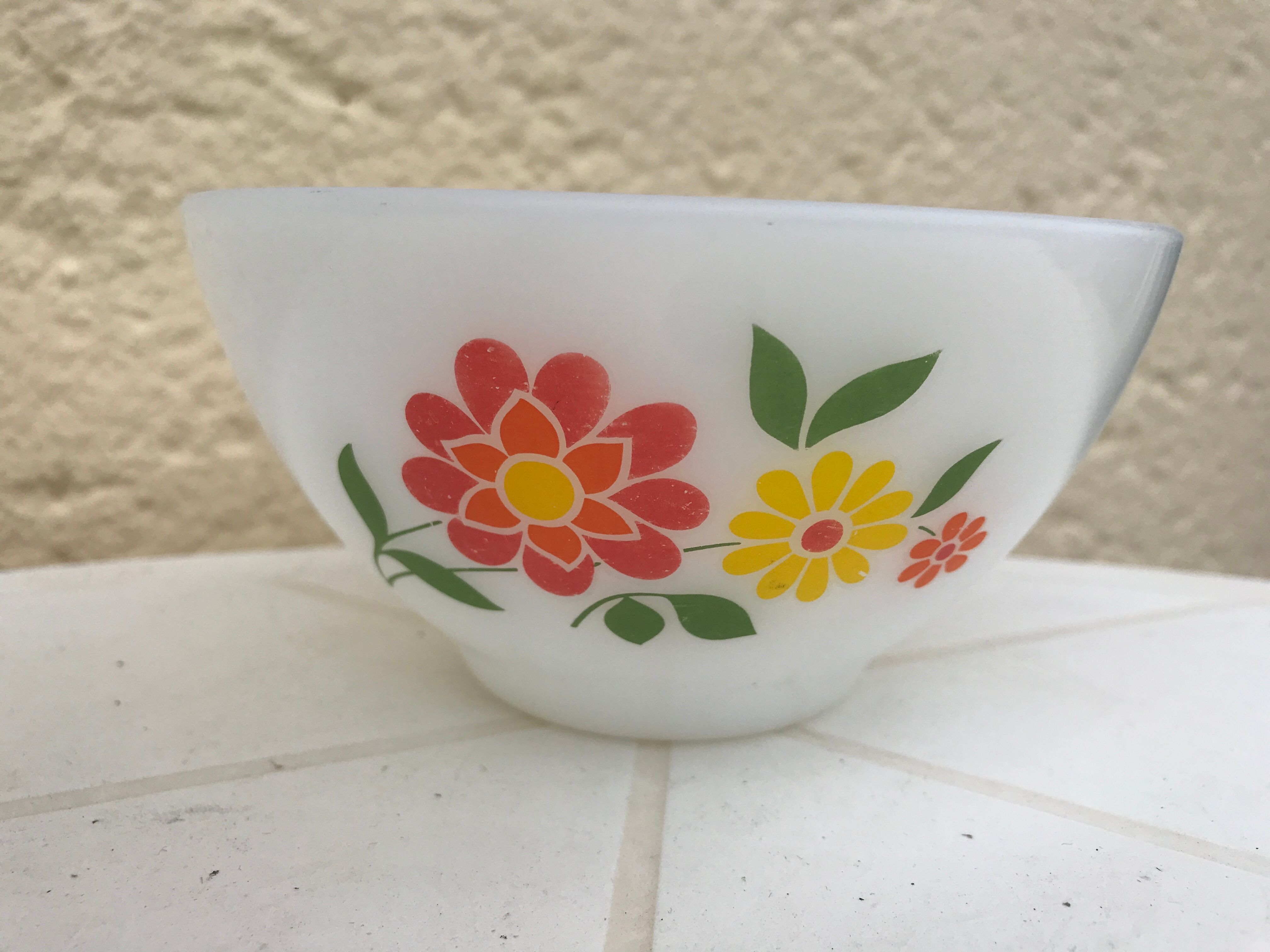 Vintage flower arcopal bowl
