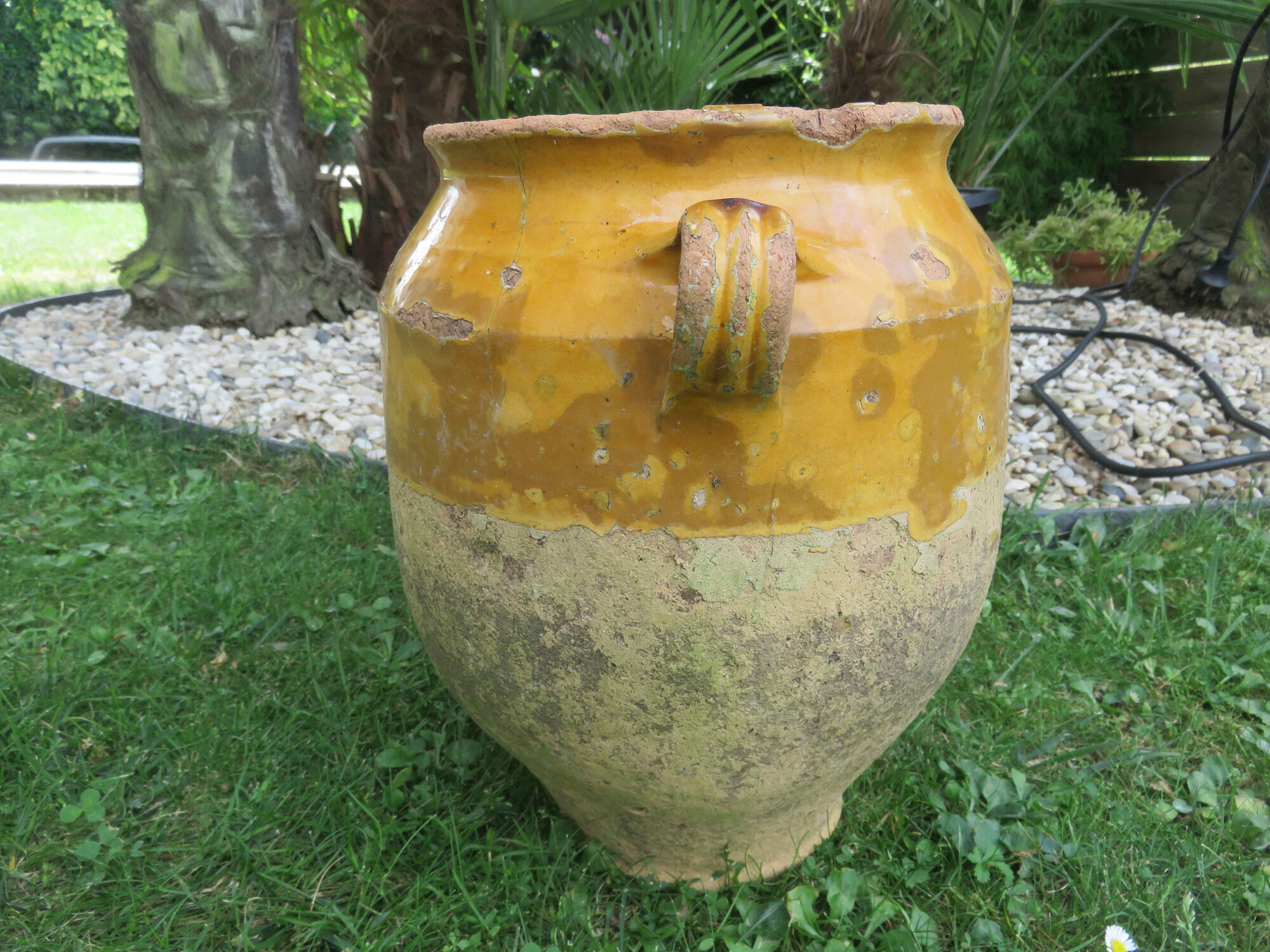 Old confit pot in yellow glazed terracotta nineteenth century
