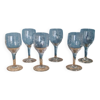 6 stemmed liqueur glasses