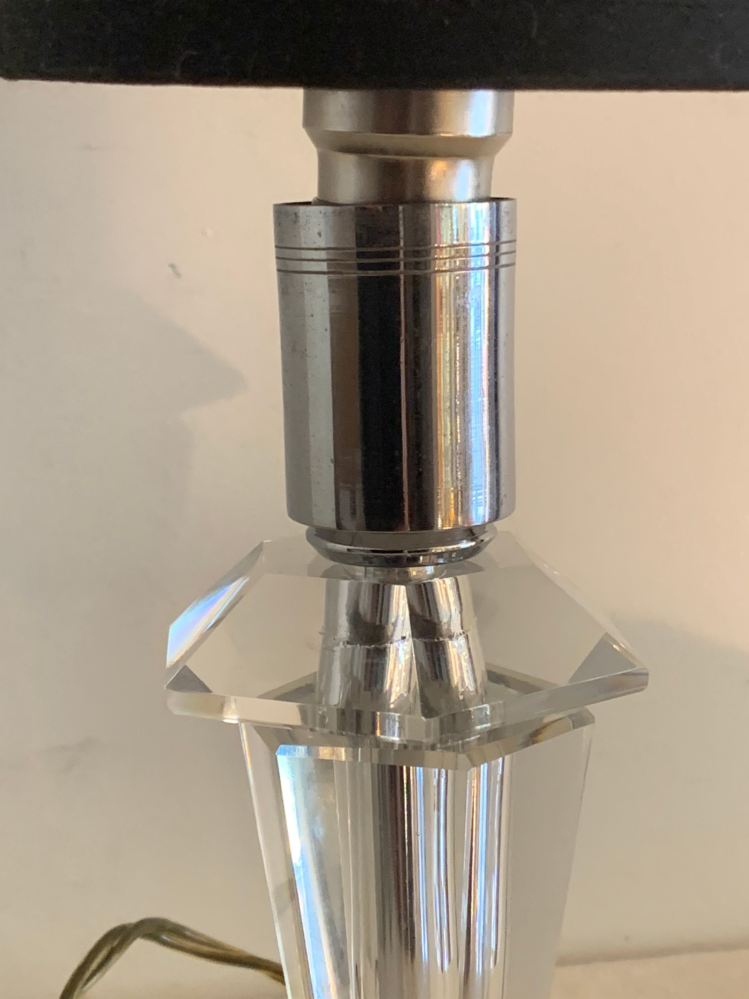 Hexagonal glass table lamp foot 1940 G. Humbert