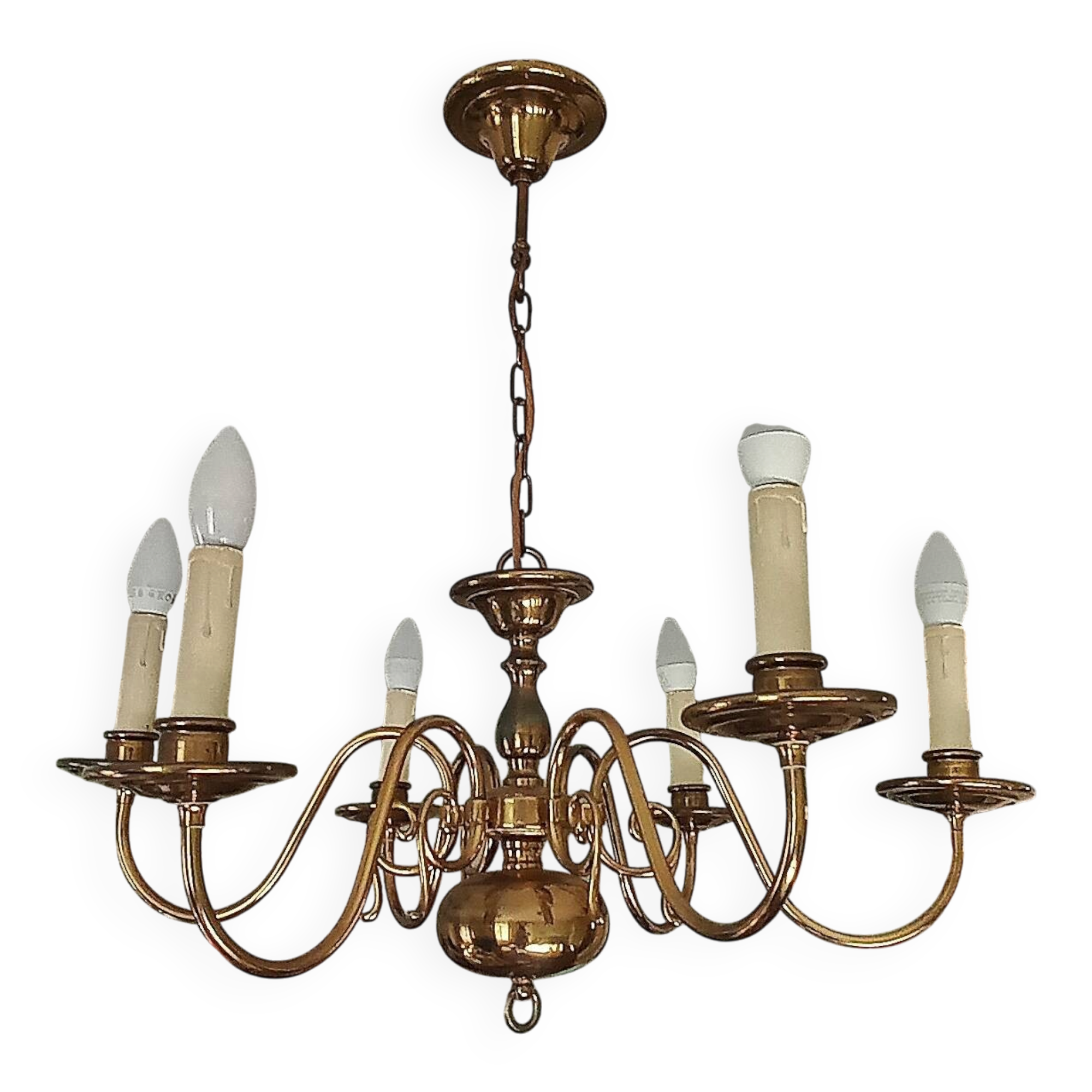 brass chandelier with 6 branches