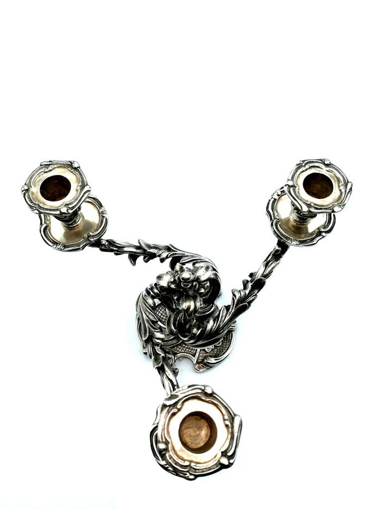 Wiskeman, pair of rococo chandelier, silver metal