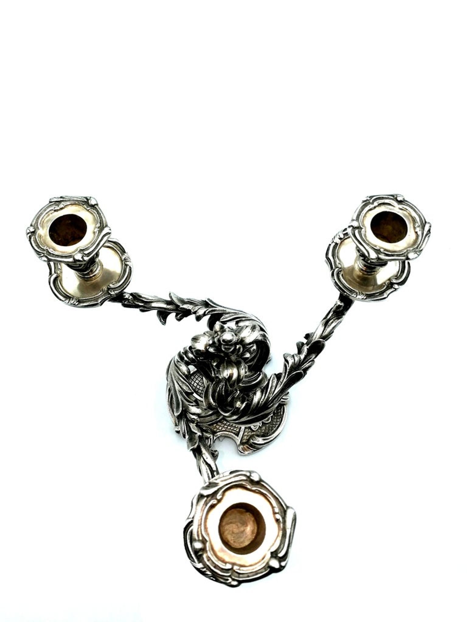 Paire de chandelier rococo, métal argenté