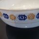 St amand beige earthenware salad bowl, yellow ocher and indigo blue frieze