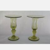 Pair of biot glass candlesticks