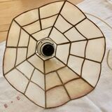 Vintage suspension in pink mother-of-pearl – Stained glass style