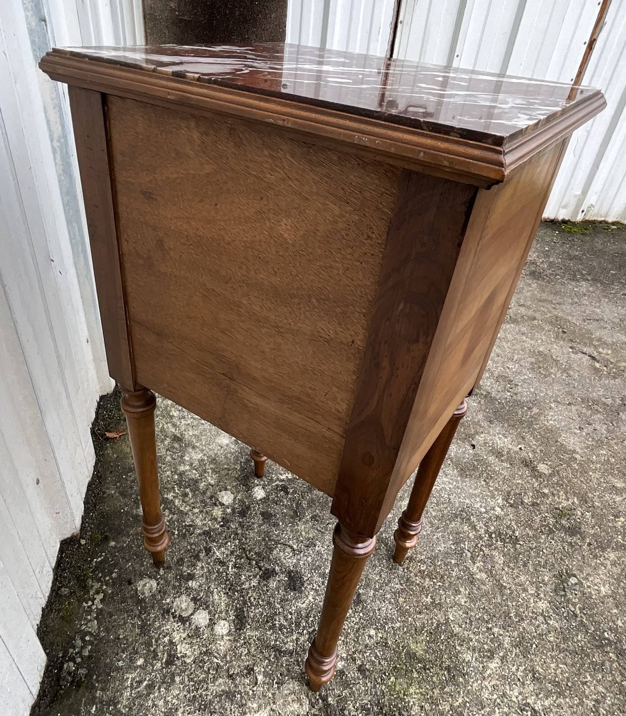 Louis XVI Style Walnut Bedside Table – Early 20th Century