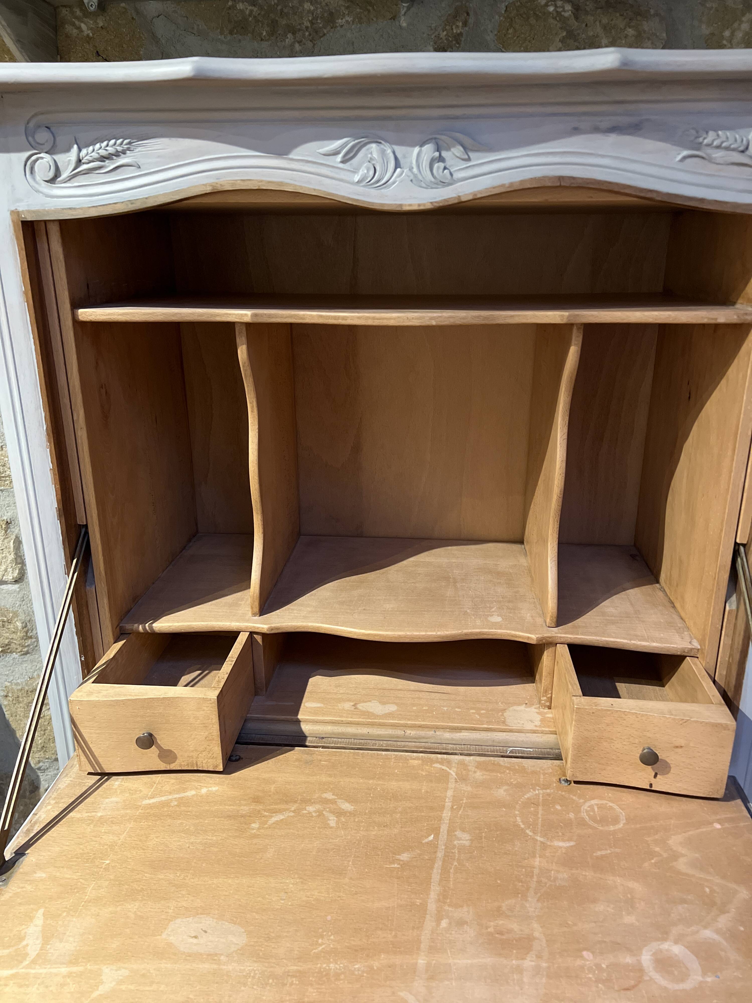 Magnificent Provençal secretary storage furniture made of solid wood with olives.