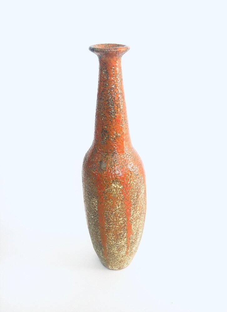 Mid-century Studio Pottery Tall Thick Glazed Vase, 1960s