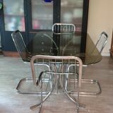 Table and four chrome chairs