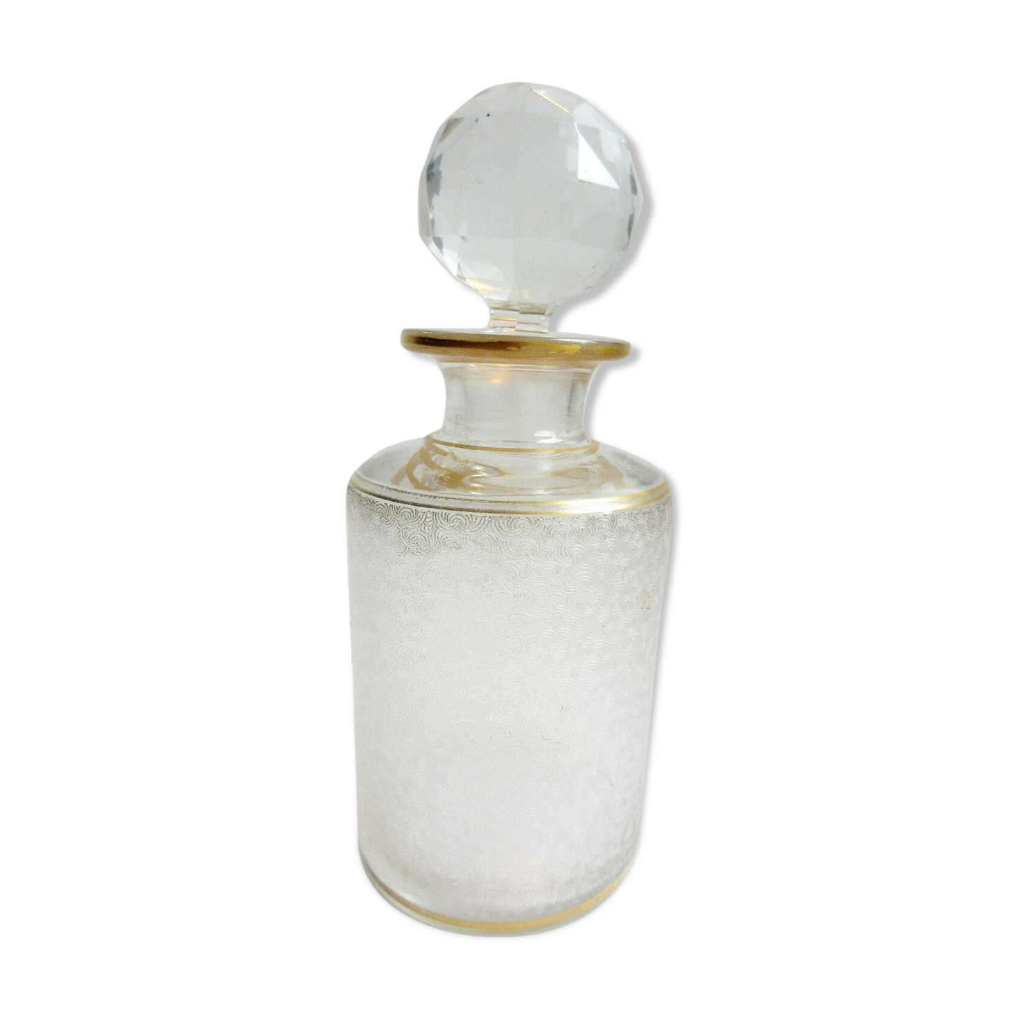 Perfume bottle, acid hammered crystal, golden fine gold, Baccarat