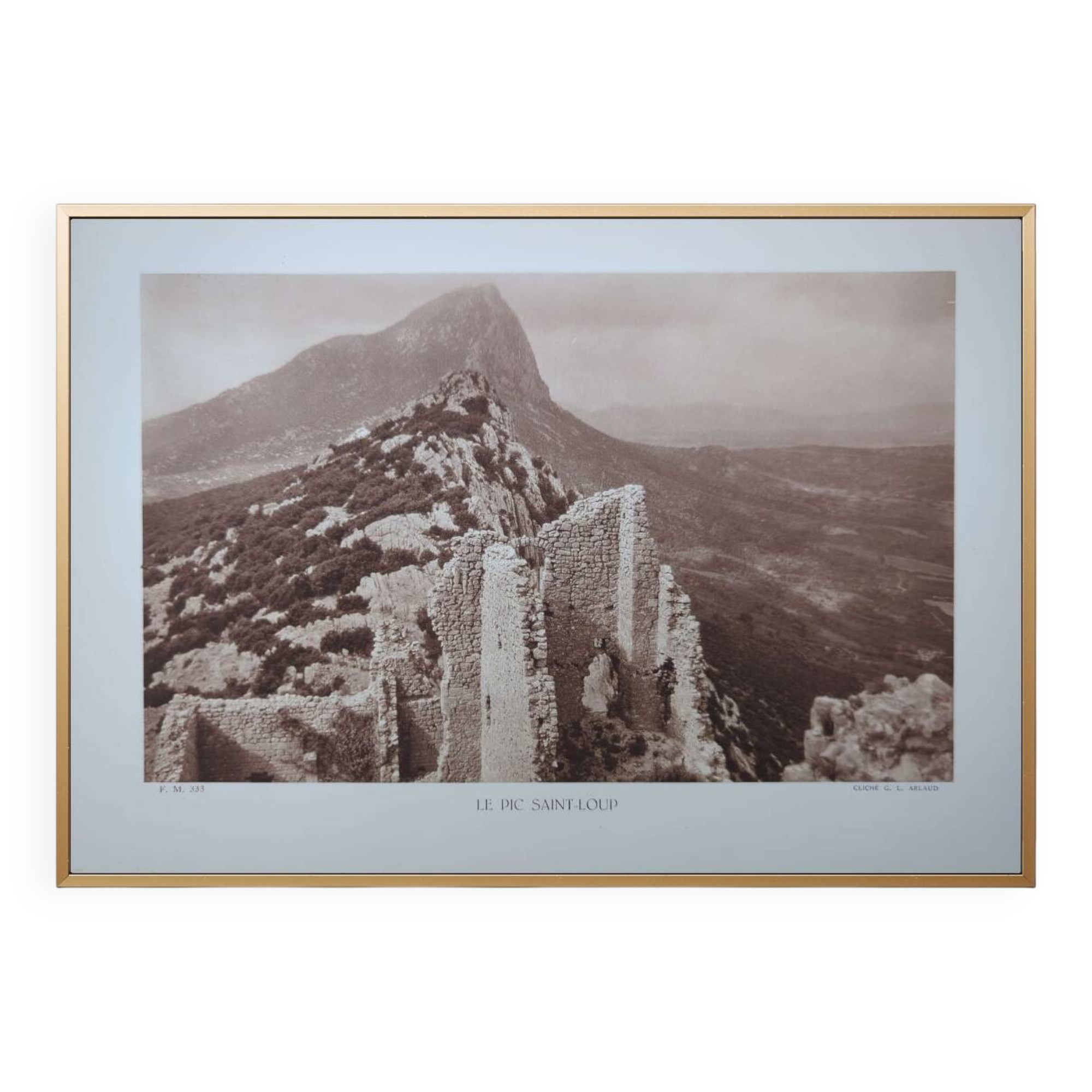 Pic Saint-Loup, vintage, photo plate printed in 1935.