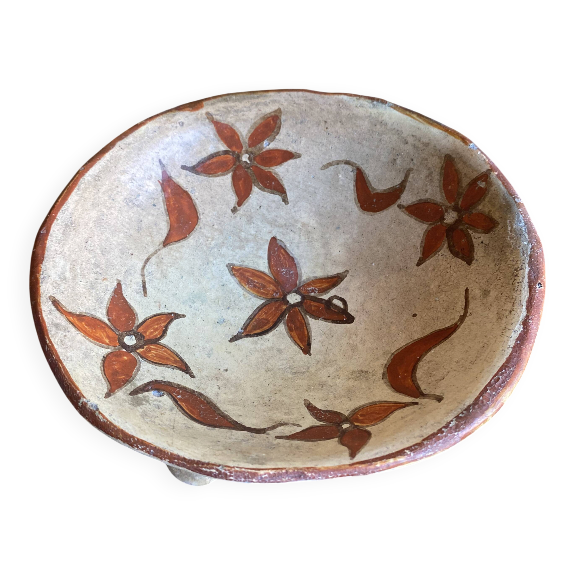 Old Tripod Pocket Vase Terracotta Flower Decor Vintage #D983