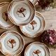 Set of 6 vintage flat plates in iron earth, Paradis de Badonvillier models