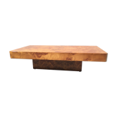 Table basse en loupe d'orme des années 70