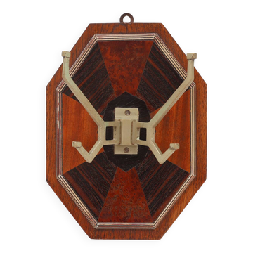 Art Deco Wall-Mounted Coat rack with Geometric Marquetry, France ca. 1930