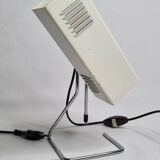 Vintage table lamp in white lacquered metal and chrome, 1970s, gold lampshade