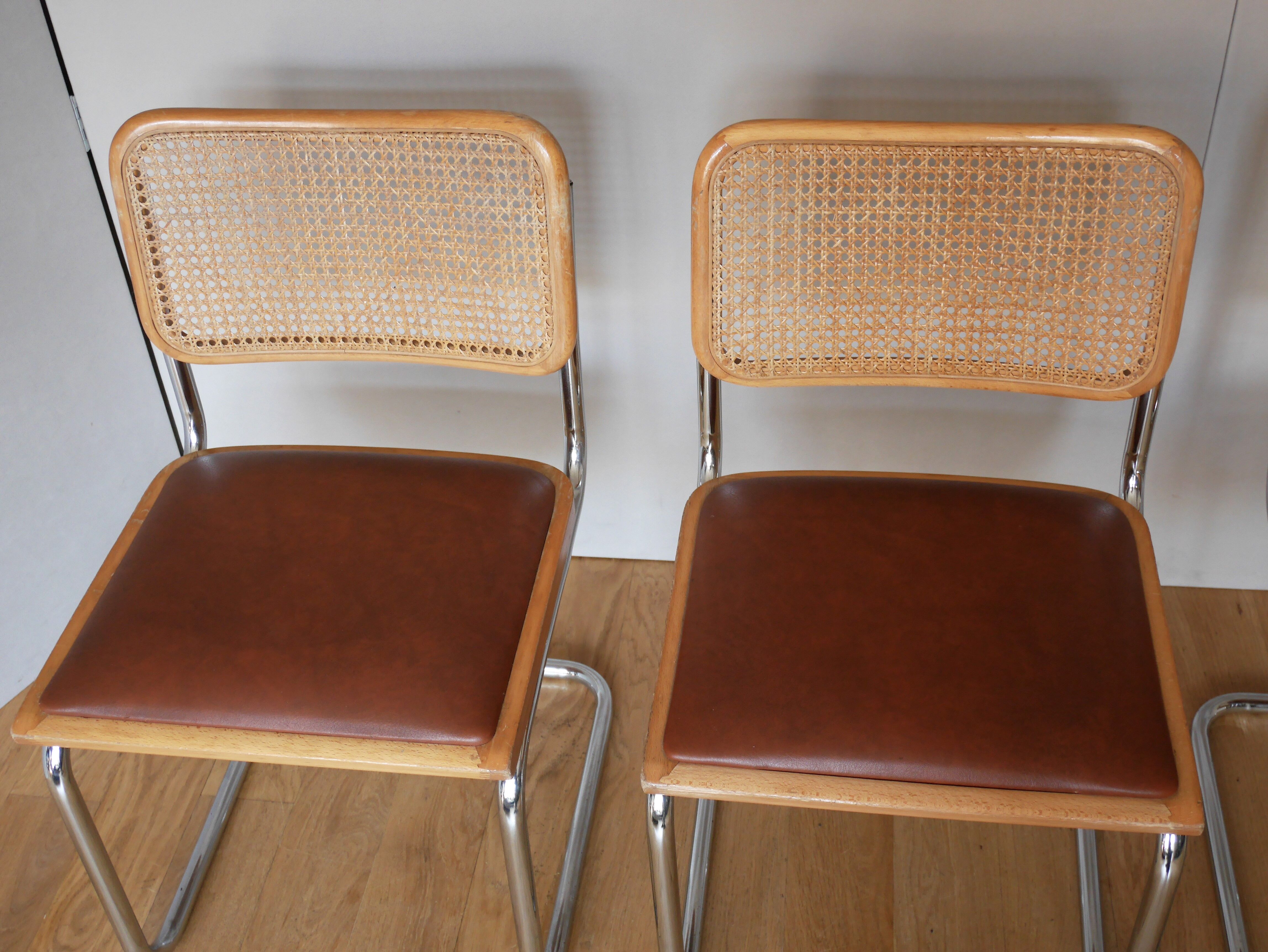 4 chaises Cesca B32 de Marcel Breuer années 70