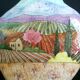 Vase Art Déco en grès, peint à la main d'un paysage champêtre