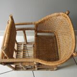 vintage rattan bamboo baby doll chair