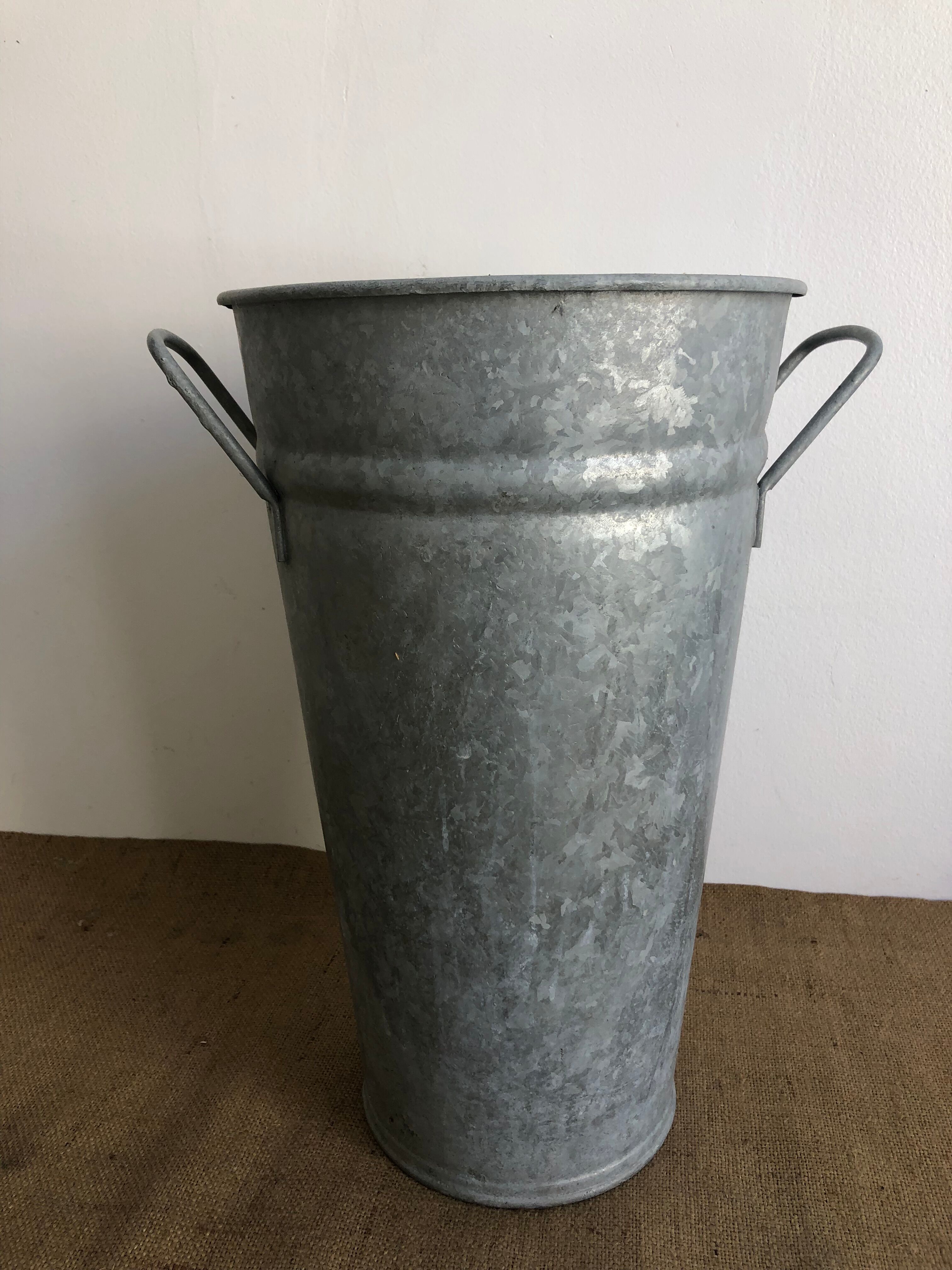 Large florist pot with handles, zinc, galva