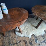 Brutalist tripod coffee tables, vintage furniture