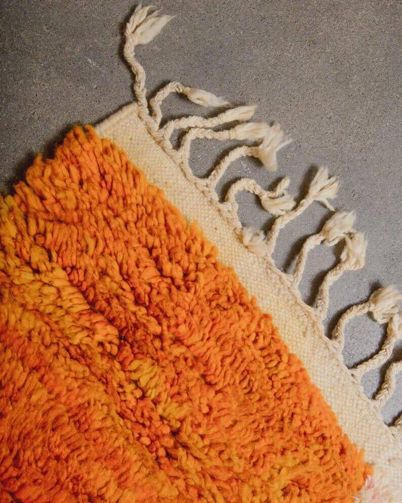 Handmade beni ourain rug with colourful patterns, size 140 x 260 cm.