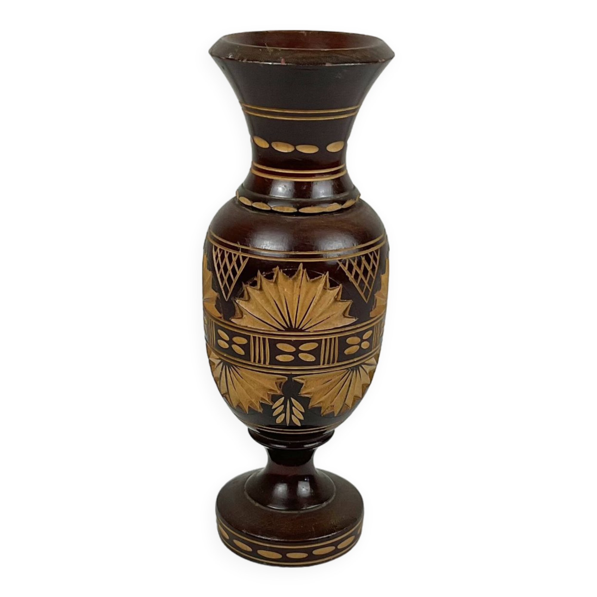 Carved wooden vase
