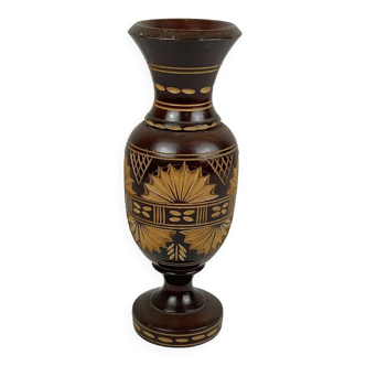 Carved wooden vase