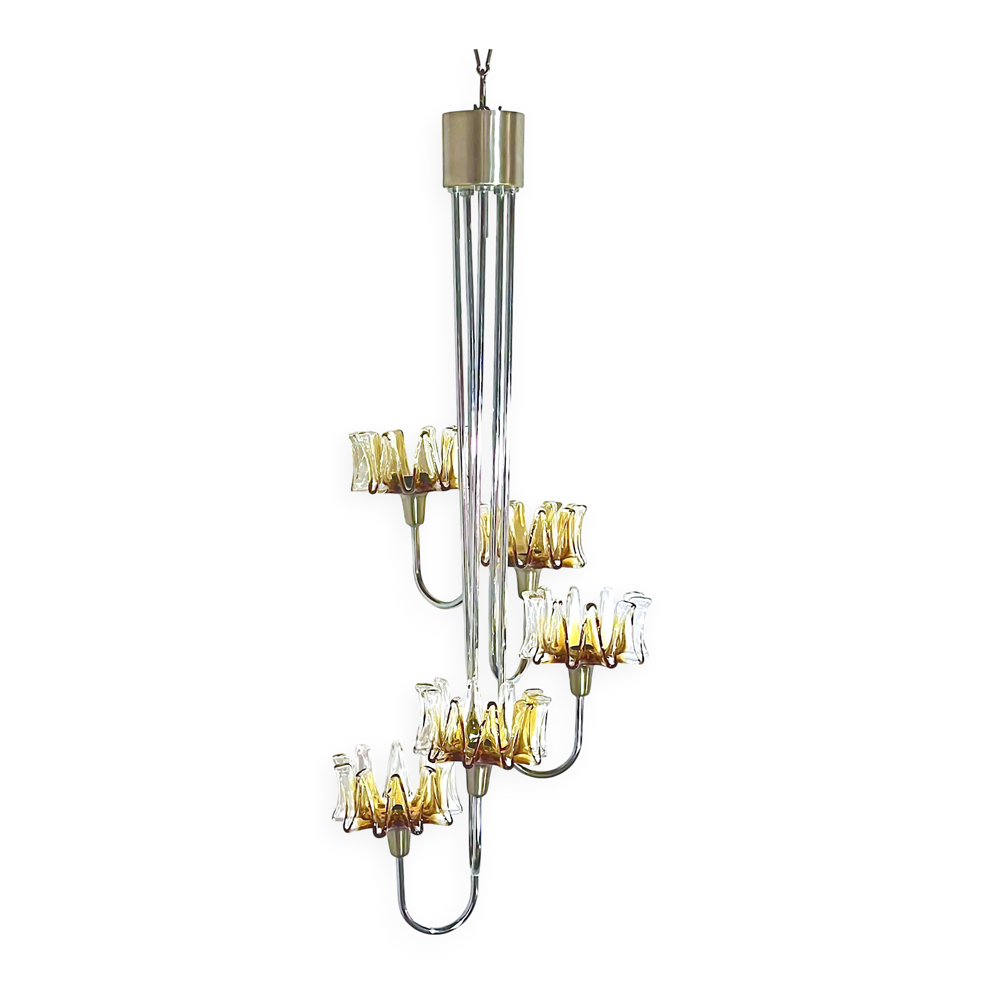 Chrome Murano Glass Chandelier