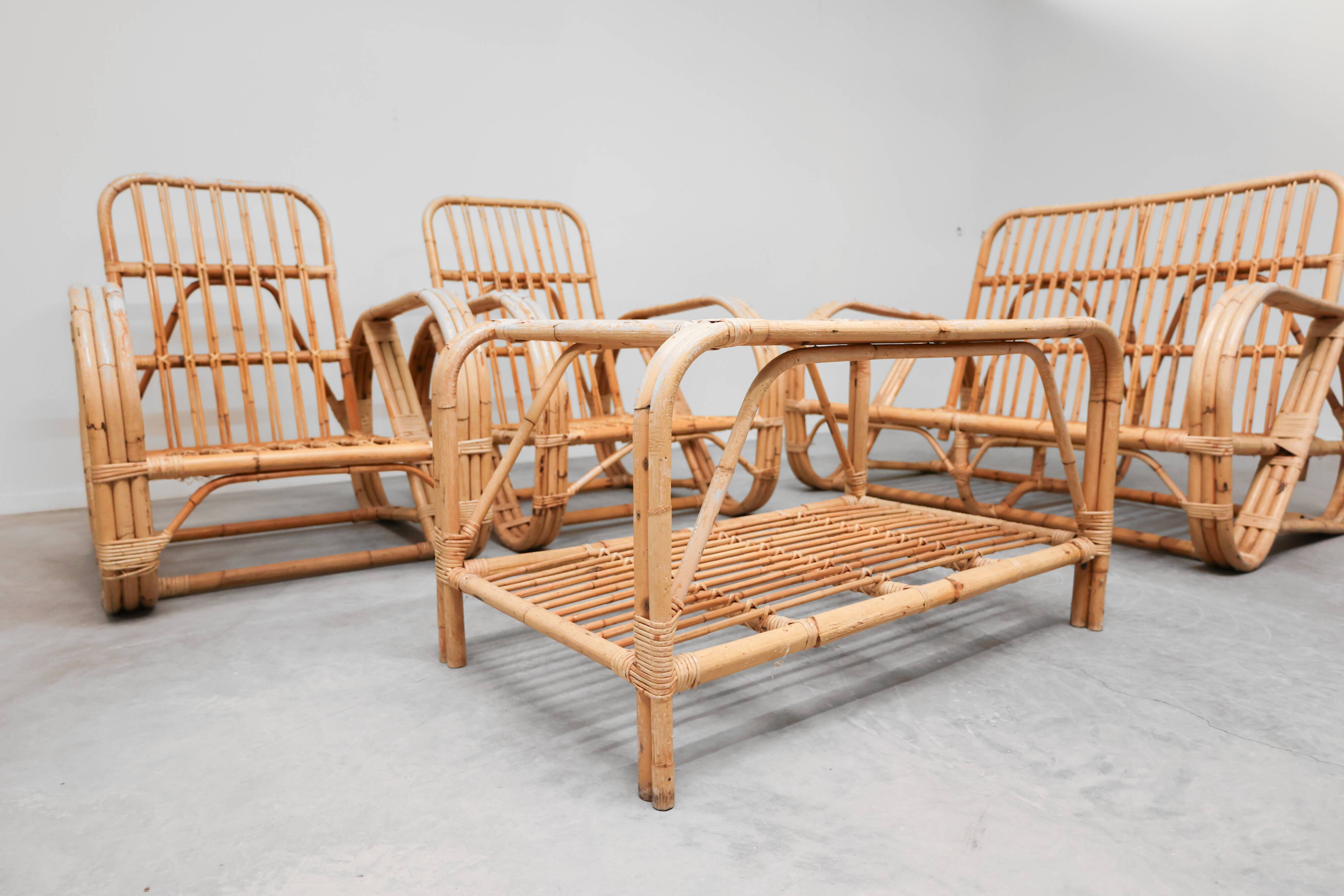 Vintage Rattan Lounge Set