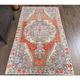 Tapis turc en laine orange fait main, années 1970