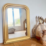 Ancien miroir Louis Philippe, perlé, 84 × 62 cm