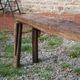 Old solid wood workbench – character console, thick top – 165 cm
