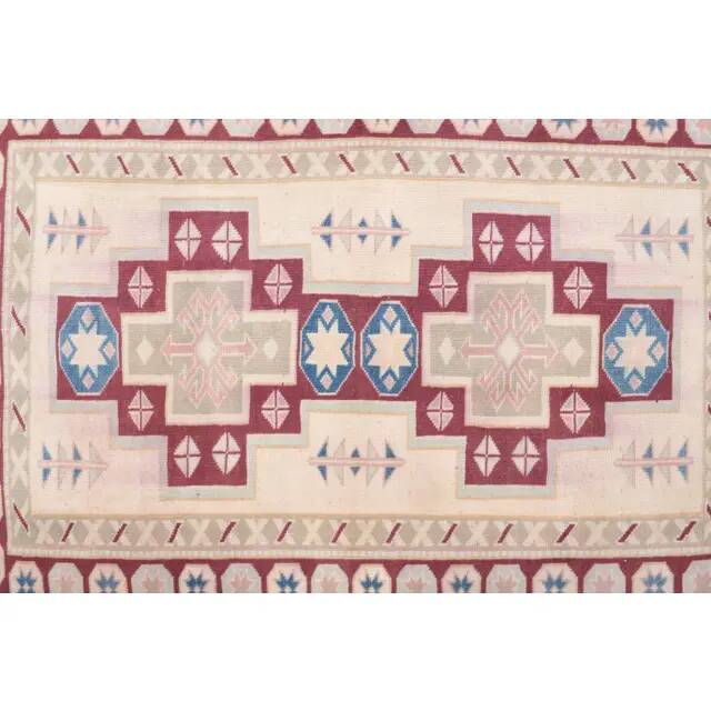 Vintage Turkish Oushak Handmade Wool Cotton Beige Area Rug 121x175