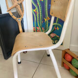 Ancienne chaise écolier enfant bois et métal