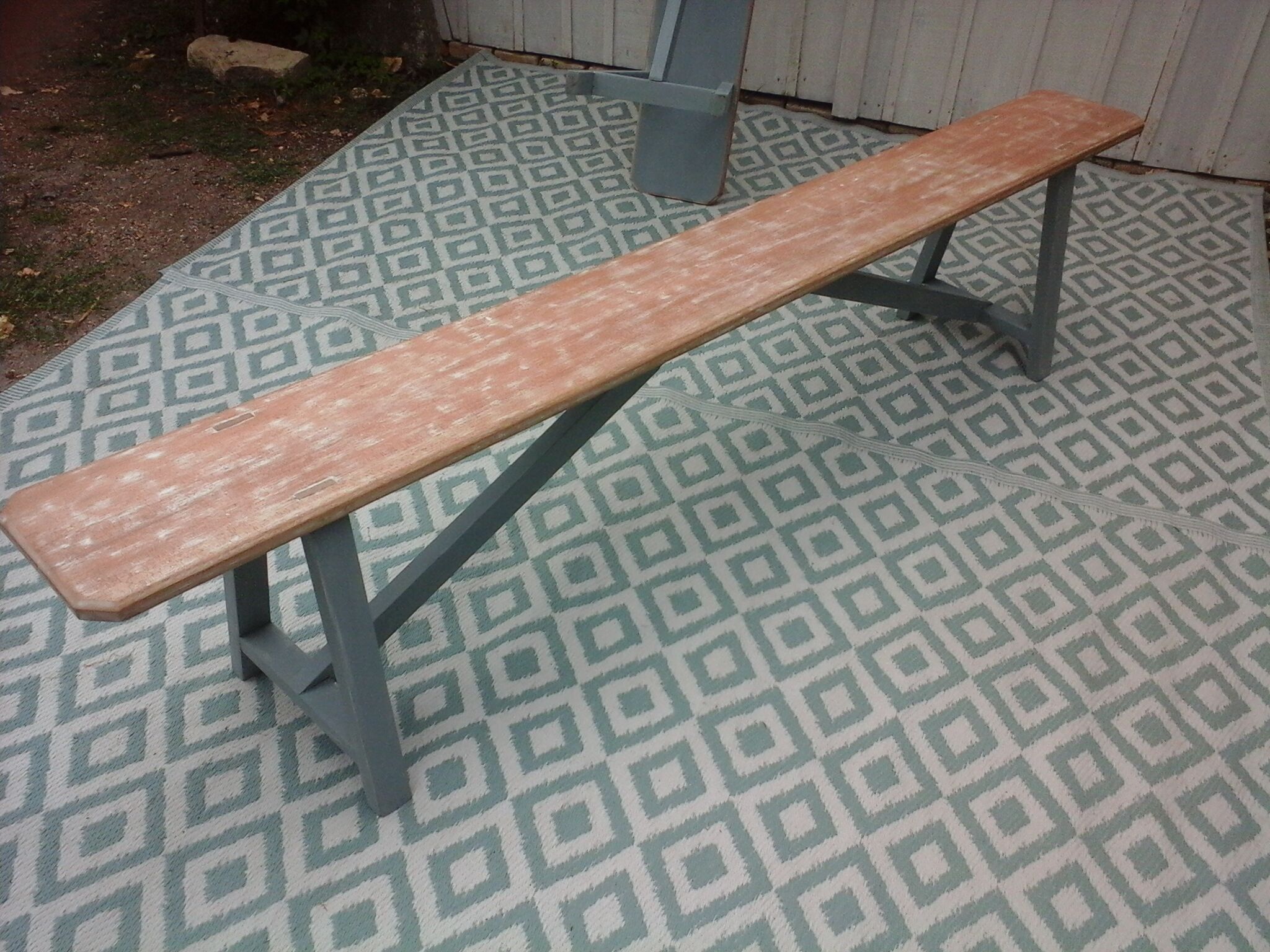 Pair of large wooden benches