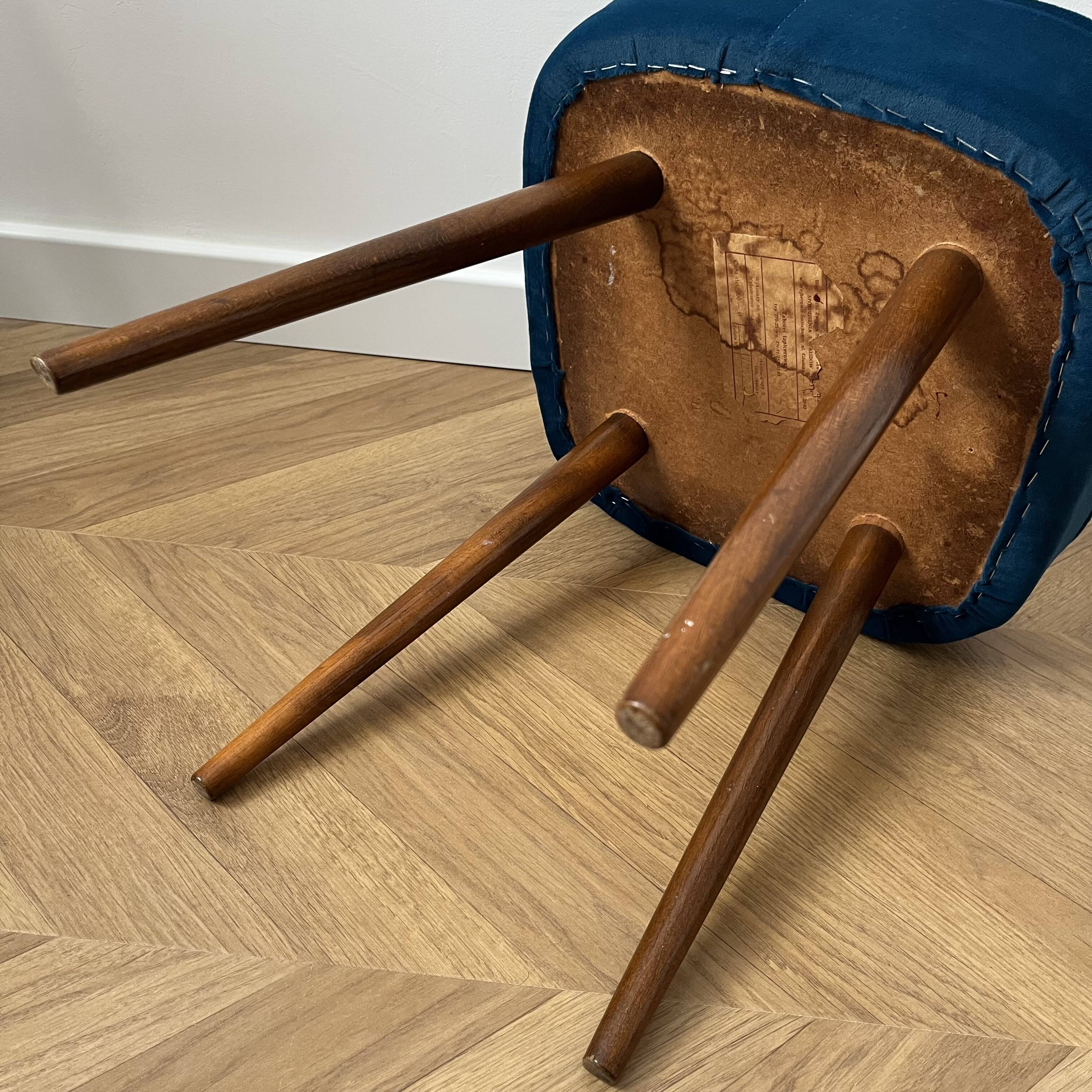 Vintage Velvet Footstool in Dark Teal