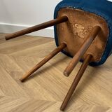 Vintage Velvet Footstool in Dark Teal