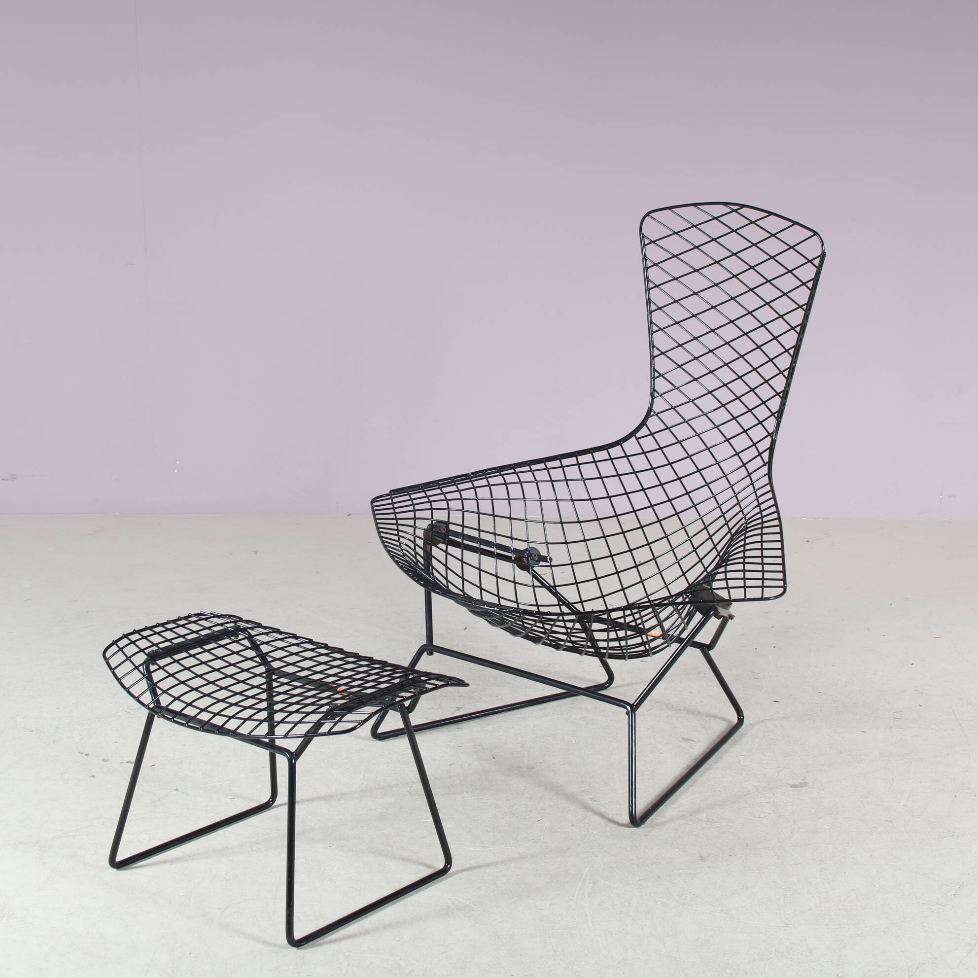 1960s “Bird Chair” with ottoman by Harry Bertoia for Knoll International, U
