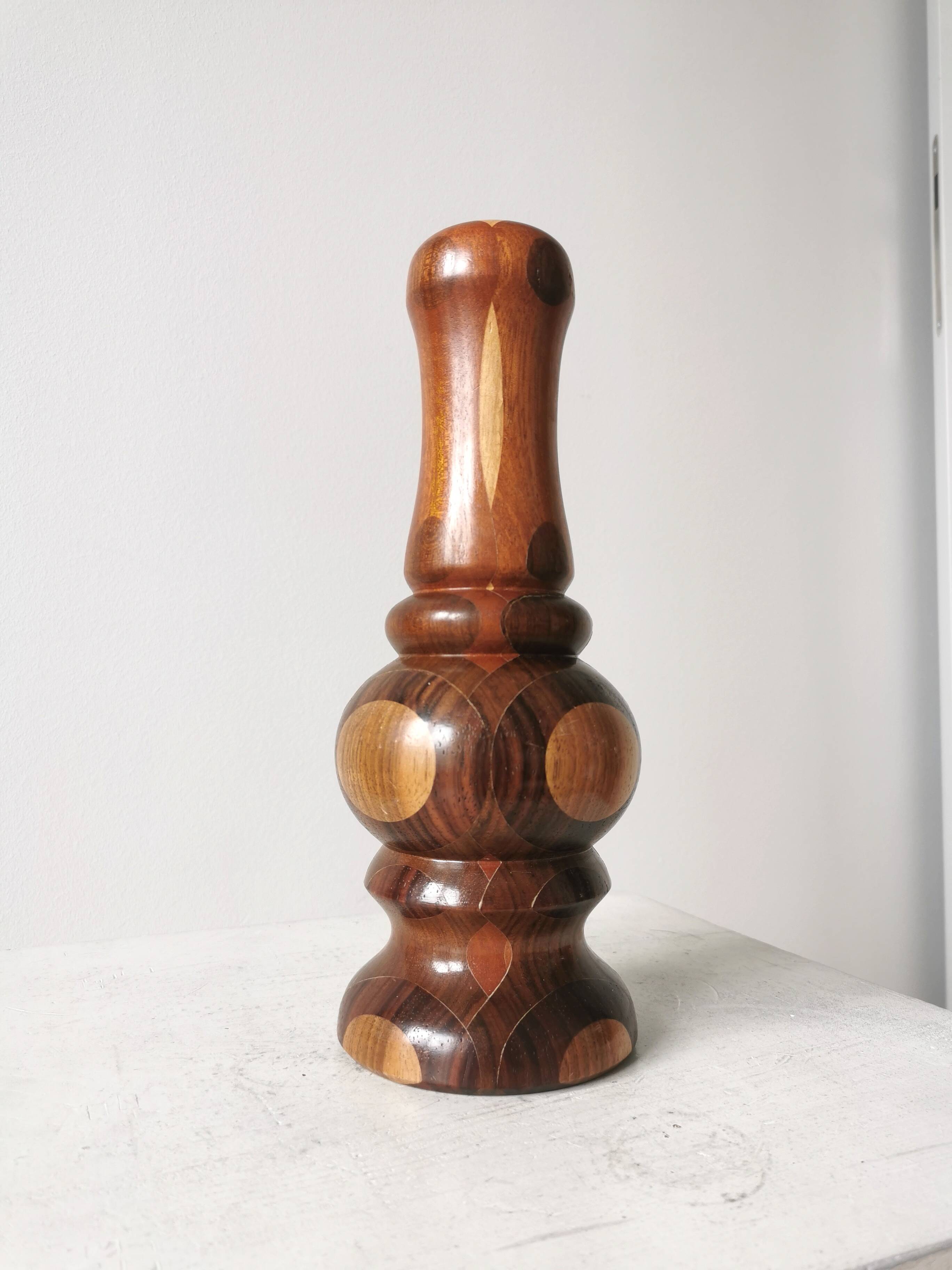 Vintage Wooden Vase: Handcrafted Wood Sculpture, Home Decor