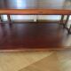 Retro side table - vinyl furniture - rattan and bamboo - 1980s