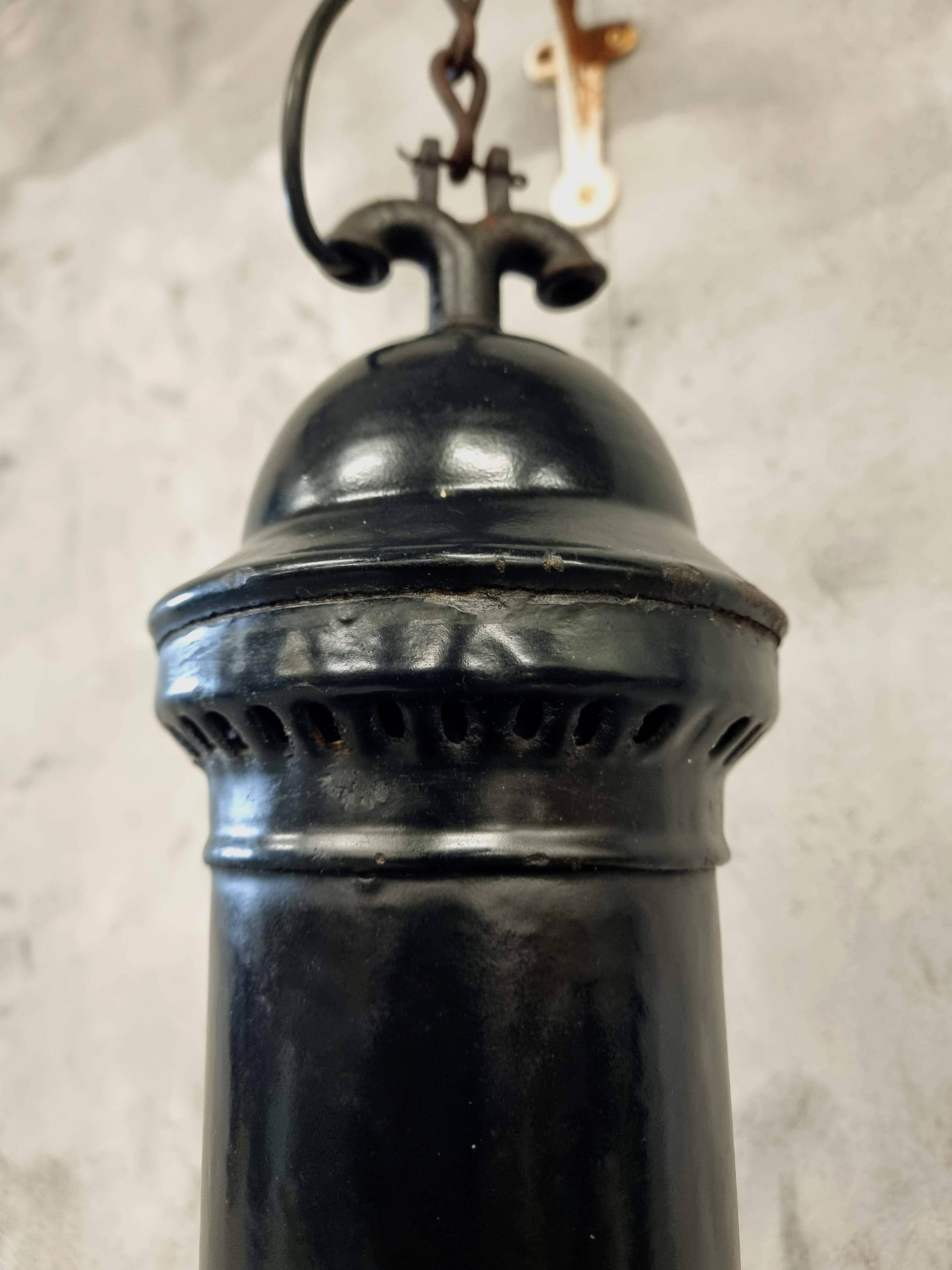 Philips antique black enamel pendant lamp diam 50 cm