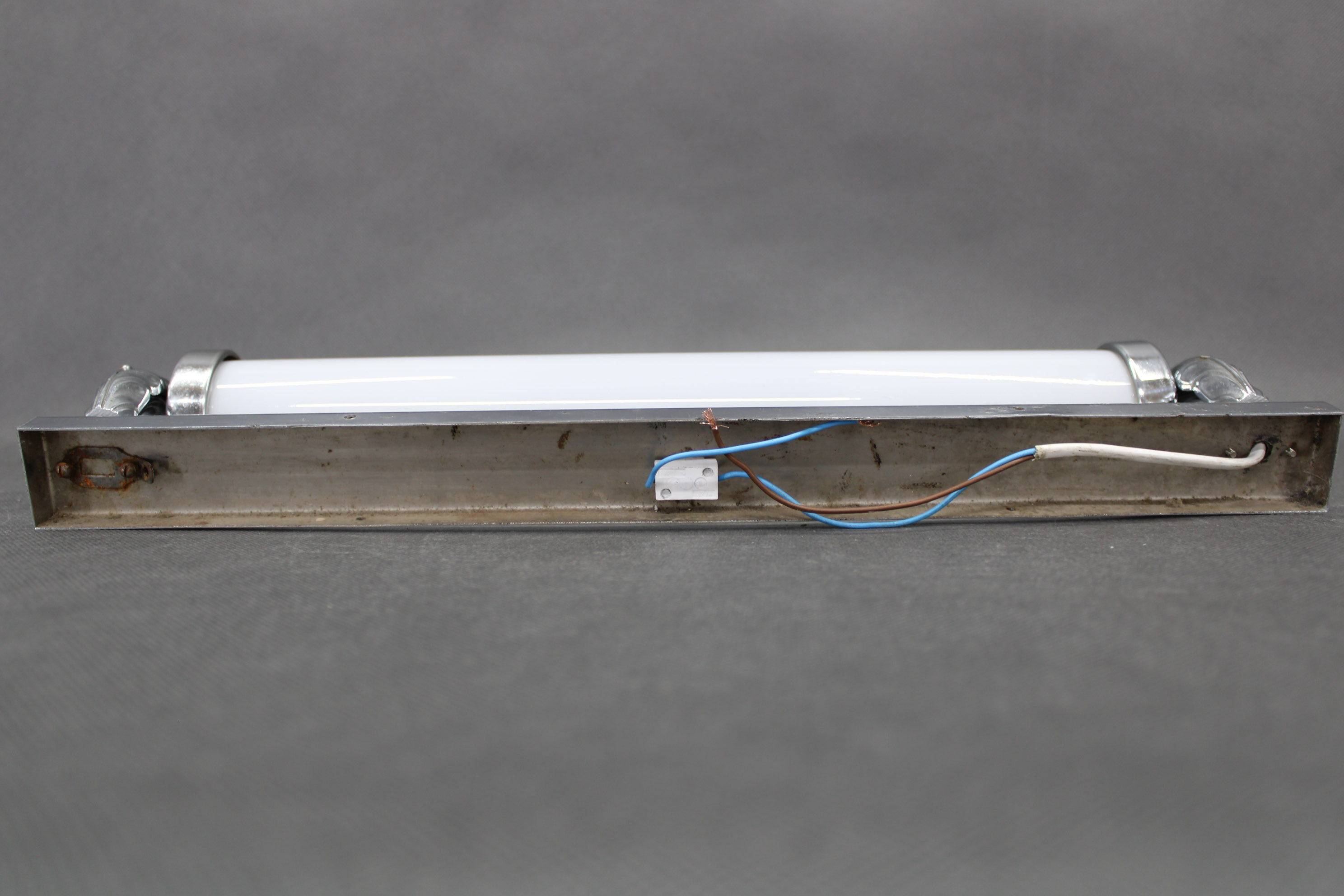 Czechoslovak Bauhaus Art Deco chrome tubular wall light with milk glass