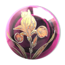 Bonbonnière art nouveau verre violet émaillé Legras iris à l'or fin