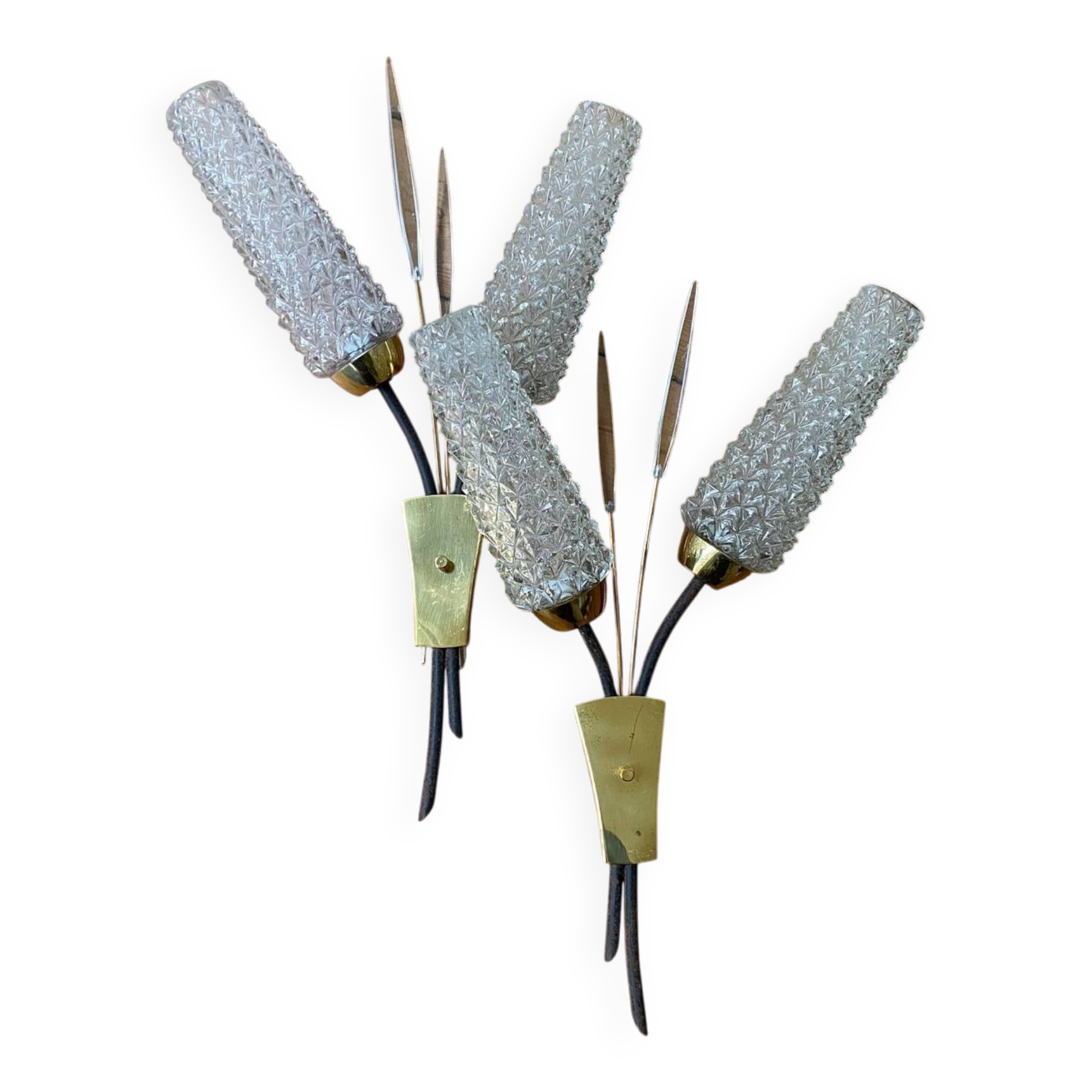 Pair of vintage mid-century tulip wall sconces from the 1950s