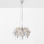 Paire de lustres de Veronese 165 cms acier verre Murano vers 1970