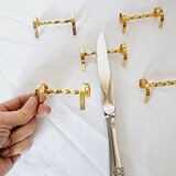 12 Vintage Cutlery Holders or Knife Holders in Gold Metal