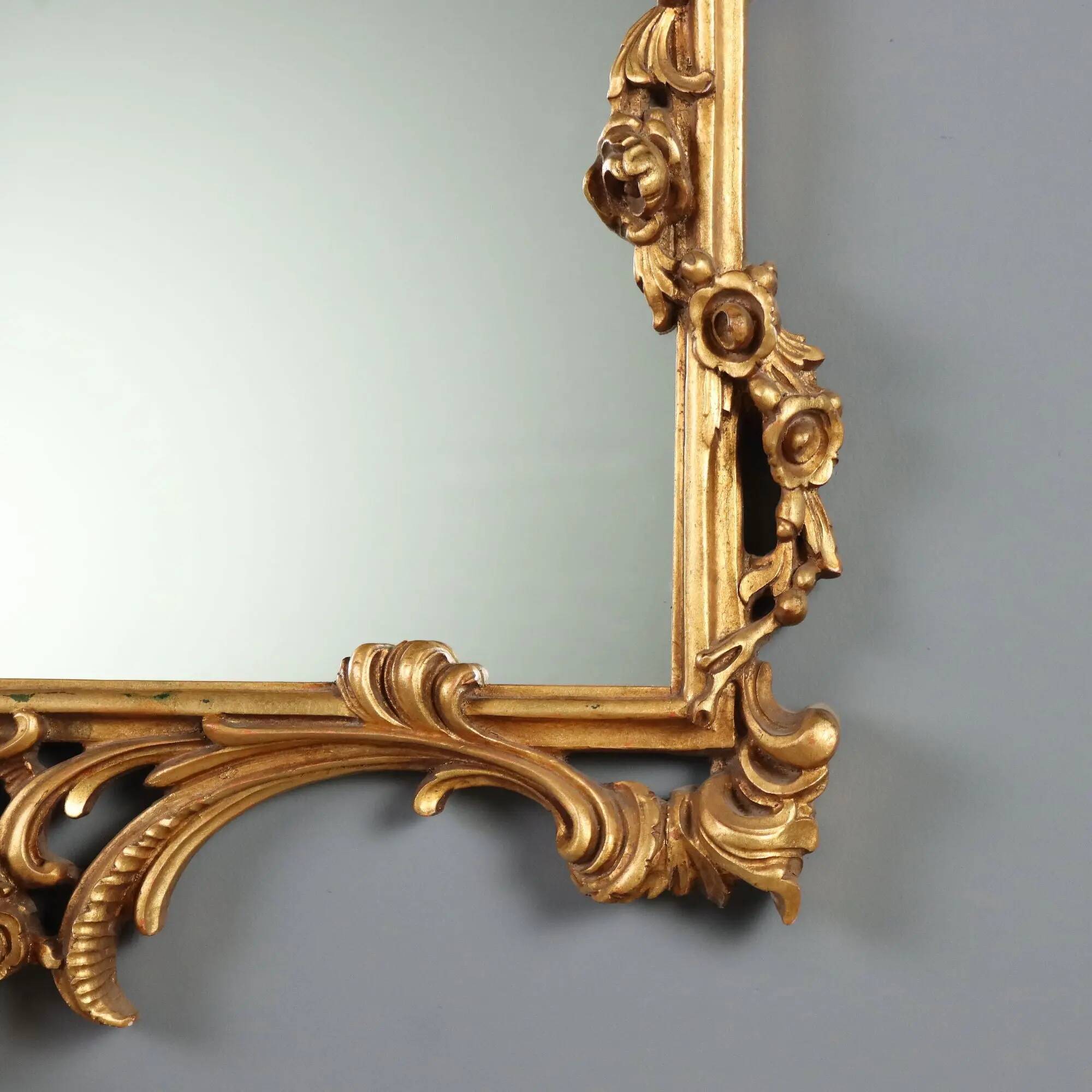 Antique carved and gilded wooden mirror, Italy, 20th century